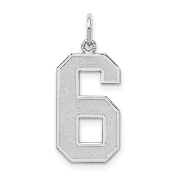 Sterling Silver, Jersey Collection, Large Number 6 Pendant - Picture 1 of 5